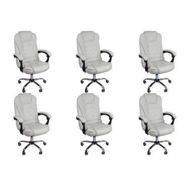 Imagem de Kit 6 Cadeiras Escritório Presidente Reclinável Ergonômica
