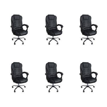 Imagem de Kit 6 Cadeiras Escritório Presidente Ergonômica - Preto