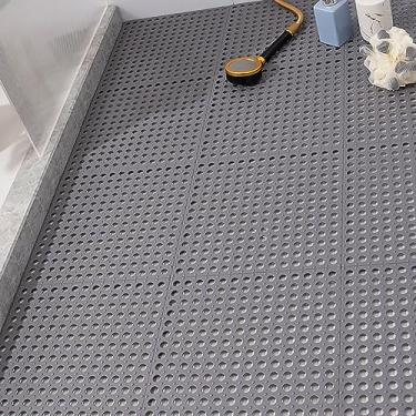 Imagem de Mingzhe TAPETE DE BANHO DE MOSAICO PLÁSTICO 10 PCS ANTI SLIP VENTOSA TAPETES COZINHA BANHEIRO (Cinza)