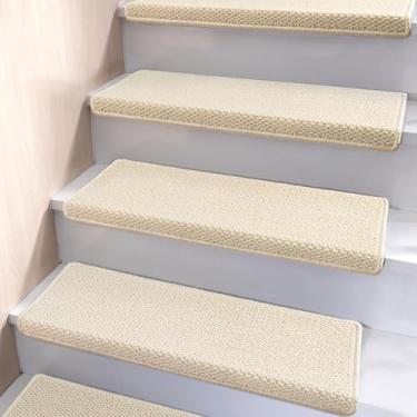 Imagem de Brakki Tapetes de escada Bullnose, degraus de escada para degraus de madeira, corredores internos e animais de estimação, protetores de escada com bordas macias antiderrapantes, laváveis, 75 x 24 x