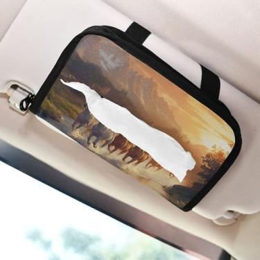 Imagem de SEHANY Suporte de lenços de carro Majestic Horse, caixa de lenços para carro, viseira solar, porta-guardanapos retangular, dispensador de máscara de carro, caixa de lenços de papel para automóveis