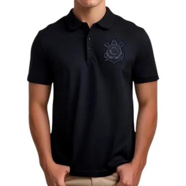 Imagem de Camisa Polo Corinthians Masculina Preta Licienciado, Preto, G