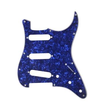 Imagem de oshhni Escudo para guitarra, fácil de instalar, com furo para captador, peça de reposição, acessório prático para instrumentos musicais, Azul, Frente