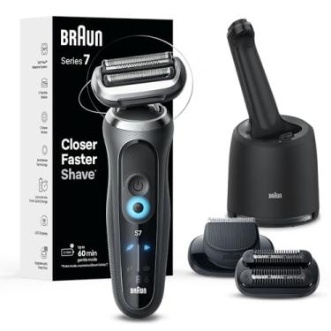 Imagem de Braun Barbeador elétrico para homens, série 7 7185cc, presentes de Natal para homens, barbear molhado e seco, kit de barbear com SmartCare Center e aparador de barba