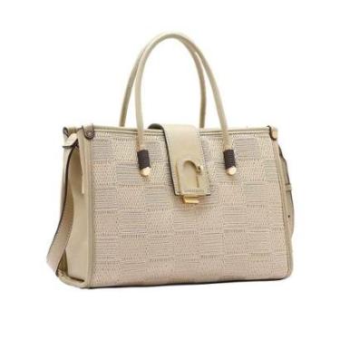 Imagem de Bolsa Feminina Original Mix Texturas Mão Chenson 85000 Bege-Feminino