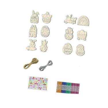 Imagem de shamjina Kit para fazer sino de vento de Páscoa, lembrancinhas de festa, artesanato em madeira para meninas e meninos, Style C