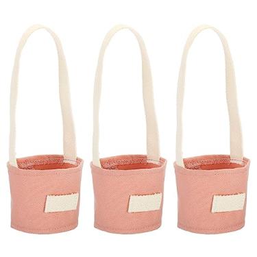 Imagem de Generic Manga para xícara de café com alça, 3 peças de suporte de garrafa de água com suporte de palha, bolsa de água portátil de lona reutilizável para caminhadas, ciclismo, rosa escuro