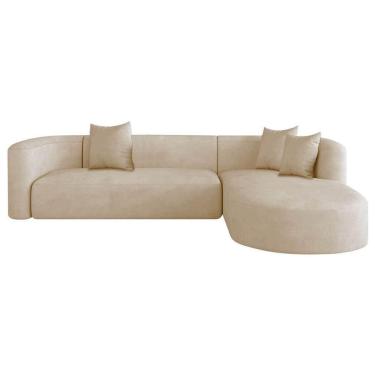 Imagem de Sofá Modular Celinne Luxuoso Sala De Estar Decoração Luxo 265cm Suede Cor Bege