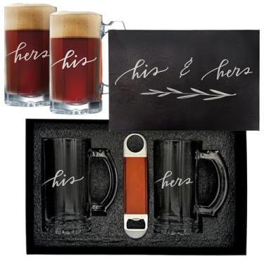 Imagem de My Personal Memories Copos de uísque para ele e ela, canecas de café, taças de vinho, copos de cerveja, conjunto de 2 para presente (conjunto de 2 canecas de cerveja)