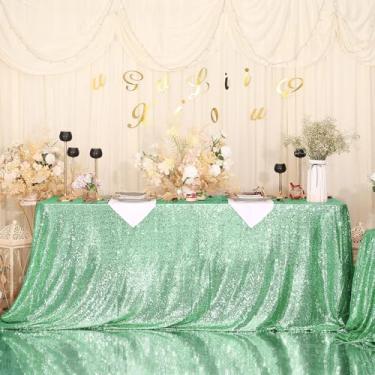 Imagem de Eternal Beauty Toalha de mesa verde menta, 152 x 300 cm, retangular quadrada para bolo, sobremesa, exposição, festa, eventos de aniversário