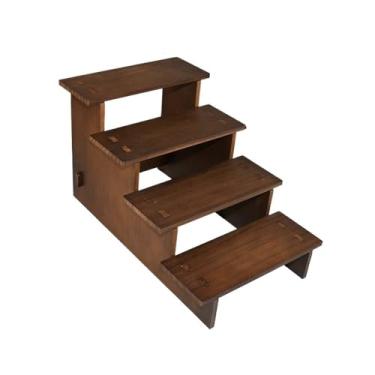 Imagem de KEG801302 Suporte de exibição de joias com quatro níveis de pulseira marrom médio para exibição de joias, armazenamento de joias, escada de madeira, organizador de joias