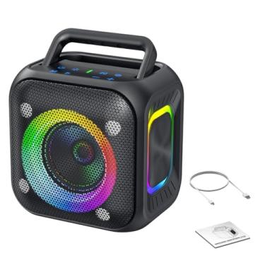 Imagem de Heayzoki Alto-falante Portátil Bluetooth 5.4, Alto-falantes Sem Fio de Alta Potência de 30 W Com Luzes RGB, Bateria Embutida de 6000mAh para Viagens de Festa (Preta)