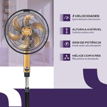 Imagem de VENTILADOR OSCILANTE COLUNA 30CM PRETO/BRONZE 127V 55WATTS TURBO VENTIMAIS