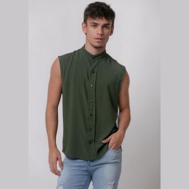 Imagem de Regata Viscolinho Gola Padre  Oliva Santo Luxo-Masculino