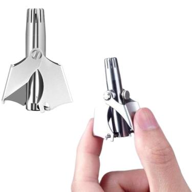 Imagem de Aparador manual de pelos do nariz – Ferramenta de cuidados de precisão de aço inoxidável para homens – Sem necessidade de pilhas, portátil e fácil de usar - Inclui escova de limpeza - Pacote com 1
