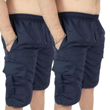 Imagem de Kit 2 Bermuda Cargo Masculina de Tactel G1 a G4 - Repelique, 2 azul ma