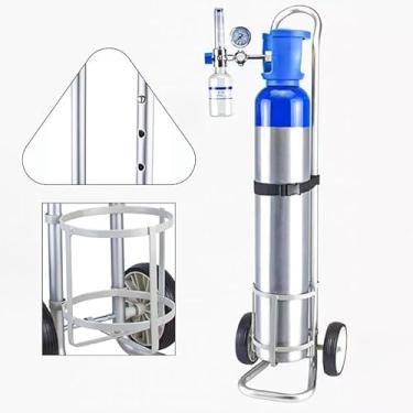 Imagem de Rack de cilindro de oxigênio ajustável - Porta-latas portátil de 2 rodas e carrinho de garrafa de nitrogênio, organizador de tanque de propano de estrutura fixa para transporte fácil (diâmetro 14,6 cm
