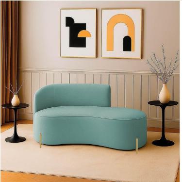 Imagem de Sofá 2 Lugares Orgânico 140cm Pé Dourado Morgan Cotelê Ext/veludo D03 - D`rossi Cor Menta
