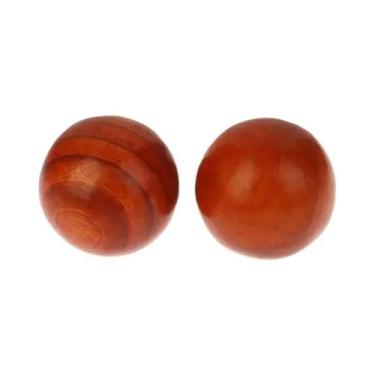 Imagem de Bola Antiestresse De Pau-Rosa (2 Peças) - Artesanato Chinês Esculpido,