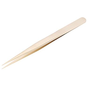 Imagem de Pinça multifuncional de aço dourado para manicure de cílios design ergonômico de grau profissional de alta precisão durável à prova de ferrugem 14 cm