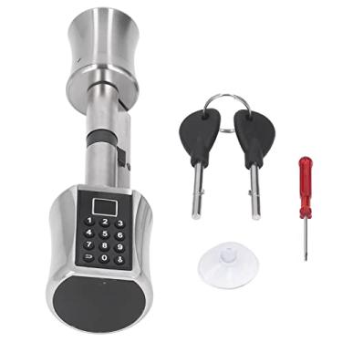 Imagem de Fechadura de cilindro inteligente de aço inoxidável, fechadura de porta com senha de impressão digital e fechadura de porta de entrada sem chave, fechadura inteligente com impressão digital, porta de