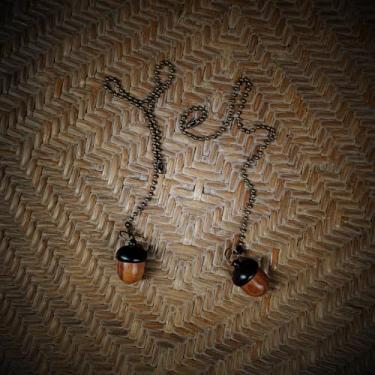 Imagem de Pacote com 2 correntes para ventilador de teto com cordão oco de madeira vintage rústico pingente decorativo para ventilador