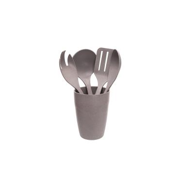 Imagem de Concha Colher Espatula Utensílio Cozinha Suporte Cinza ECO 5un
