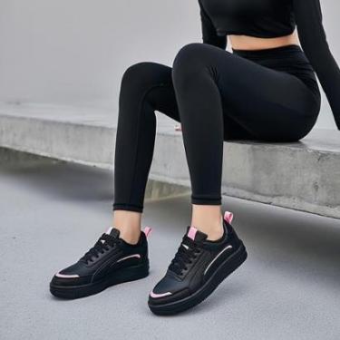Imagem de Tênis Feminino Preto e Rosa Treino Academia Fitness Cano Baixo-Feminino