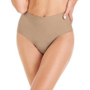 Imagem de Calcinha Tanga Cós Alto Laser Termofusionada Bege Zee Rucci, P