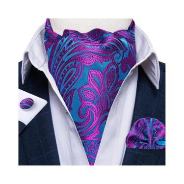 Imagem de Conjunto De Abotoaduras De Luxo Masculinas Ascot Com Lenço De Bolso Pa
