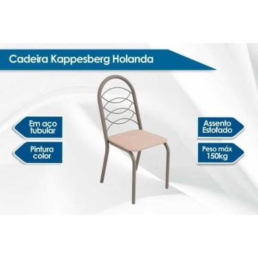 Imagem de Conjunto: Mesa Sala Jantar Volga C- Tampo De Vidro 90cm E 4 Cadeiras Holanda Niquel - Courano Marrom - Kappesberg
