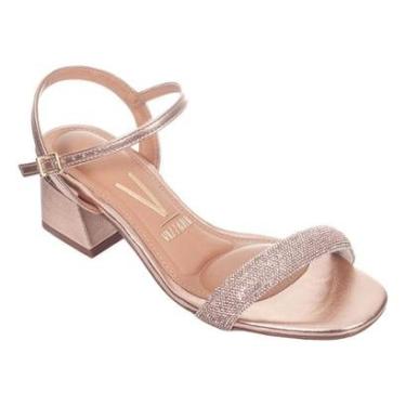 Imagem de Sandália Feminina Casual Metalizada Vizzano Salto Baixo Bloco 6428.339 Linha Festa-Feminino
