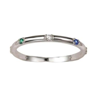 Imagem de Anel Feminino De Prata Esterlina 925 Com Zircônia Dourada Lisa Branca 