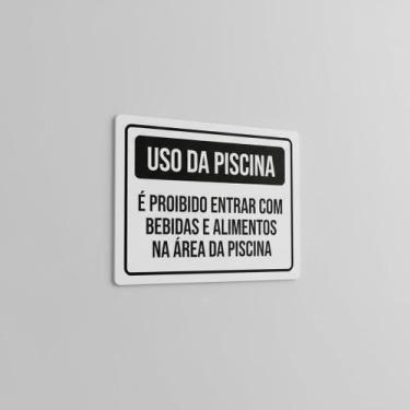 Imagem de Placa Acm Proibido Entrar Bebidas Alimentos 18X23 - Sinalizo