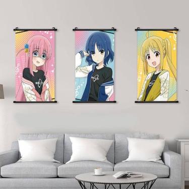 Imagem de Arte de parede em tela Kitagawa & Bocchi the Rock 40x60cm x3 painéis -
