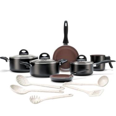 Imagem de Jogo Panelas Brinox Smart Plus 11 pçs Revestimento Cerâmico e Jogo de 