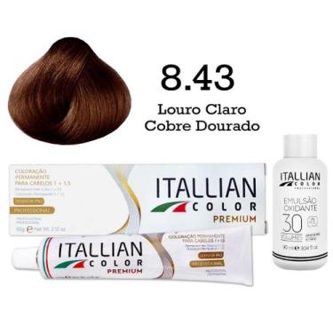 Imagem de Kit Coloração Itallian Color 8.43 Louro Claro Cobre Dourado + Oxi 30