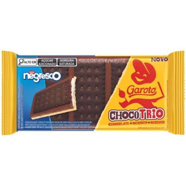 Imagem de Chocolate Garoto Chocotrio Recheado Negresco 90gr, Chocolate branco e 