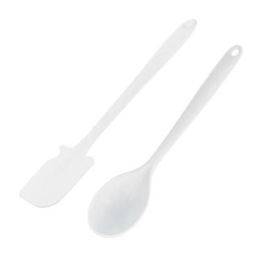 Imagem de Kit Colher e Espátula Grande Profissional Branca Weck