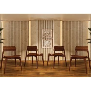 Imagem de Conjunto Nature com 4 Cadeiras Rústico Escuro Madeira Pinus