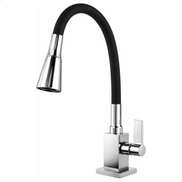 Imagem de Torneira Gourmet Cozinha Flexível Bancada SOFTINOX Cone Preto/Cromado – 2 Jatos, Giro 360°, 1/4 de Volta, Bico Arejador e Corpo em Metal + Silicone