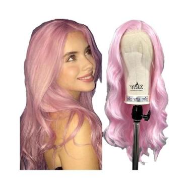 Imagem de Peruca Sintética Longa Ondulada Loiro Platina Com Divisão Livre, Ondas