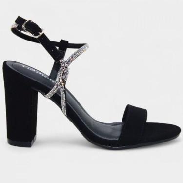Imagem de Sandália Com Strass Feminino Via Marte Casual 14203401, Preto, 37