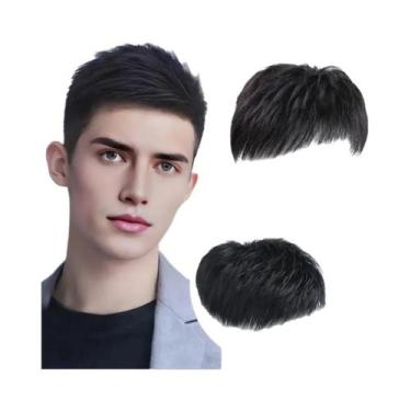 Imagem de Peruca Sintética Masculina Curta Estilo Buzz Cut Para Cabeça Calva, Ex