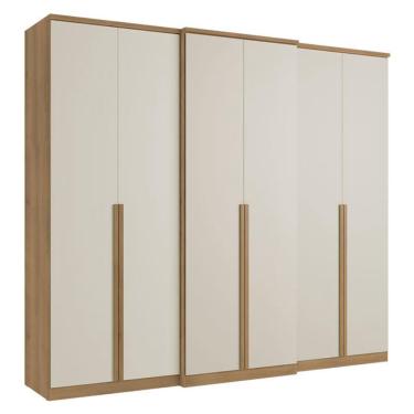 Imagem de Guarda Roupa Casal Valência 6 Portas Capuccino Off White Acetinado - THB