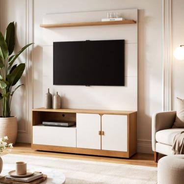 Imagem de Estante Home para Tv 55 Polegadas e Nicho Monza Cinamomo/Off White
