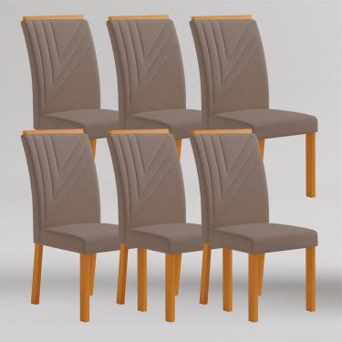 Imagem de Conjunto 6 Cadeiras de Jantar em Mdf Miami Yescasa Freijó/Camurça