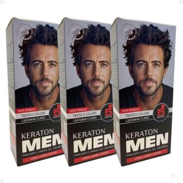 Imagem de Kit tonalizante keraton men castanho claro kert c/3
