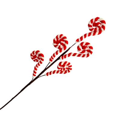 Imagem de Galho Decorativo Artificial Pink Candy Cane 60 cm para Decoração de Natal com Haste em...
