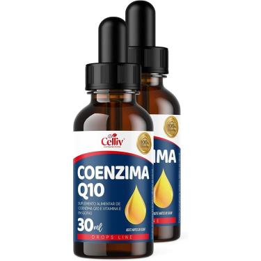 Imagem de Kit Com 2 - Coenzima Q10 100mg Por Porção e Vitamina E Sabor Menta em Gotas 30ml Celliv...